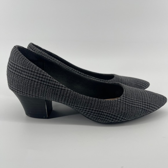 Clarks Collection Pumps Houndstooth Pointed Toe Block Heel Career Shoes 8M - Picture 1 of 7